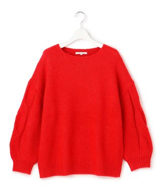23区 【SLOW/一部店舗限定】ケーブル 袖デザイン ニット レッド系