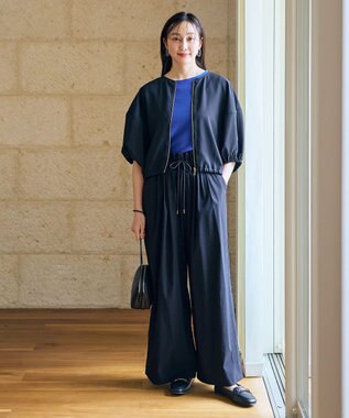 ANY シアーランタンスリーブブルゾン ブラック