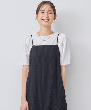 組曲 S 【洗える・接触冷感】タックスリーブポンチ カットソー アイボリー系