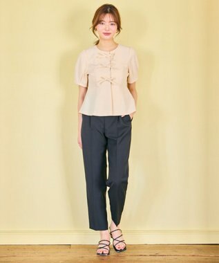 Feroux 美シルエットカラーテーパード パンツ ブラック系