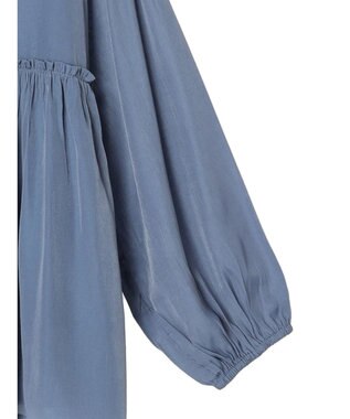 CRAFT STANDARD BOUTIQUE 後リボン切替ギャザーチュニックブラウス Blue