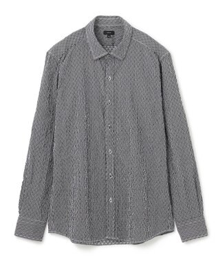 JOSEPH HOMME トライジャガード ストライプ ストレッチ レギュラーカラーシャツ ブラック系1