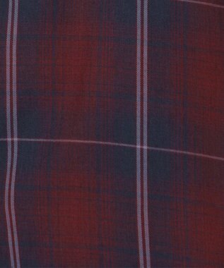 ANY L オンブレーチェックオーバーシャツ バーガンディ系