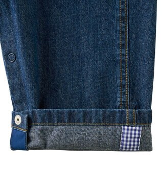 MIKI HOUSE HOT BISCUITS ワンポイントデニムオーバーオール＆セーラーカラー長袖Tシャツギフトセット【BOX付き】 インディゴブルー