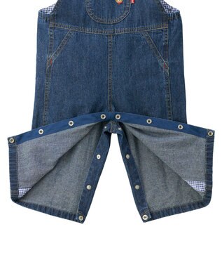 MIKI HOUSE HOT BISCUITS ワンポイントデニムオーバーオール＆セーラーカラー長袖Tシャツギフトセット【BOX付き】 インディゴブルー