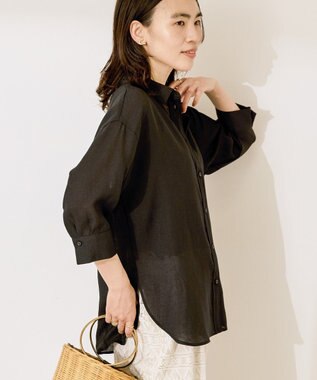 AMERICAN HOLIC シアーボイルレギュラー7分袖シャツ Black