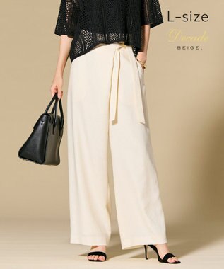 BEIGE， 【L-size】CAROLE / リネンライクラップワイドパンツ