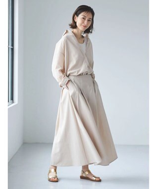 Green Parks 綿麻混フレアスカート Black