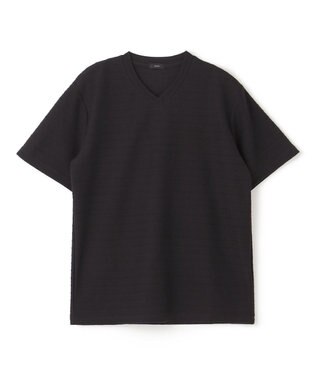 JOSEPH HOMME メランジリップル　Vネックカットソー ブラック系