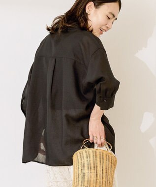 AMERICAN HOLIC シアーボイルレギュラー7分袖シャツ Black