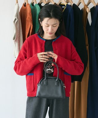 CRAFT STANDARD BOUTIQUE キナリノコラボ/洗える配色モールニットカーディガン/24AW Red