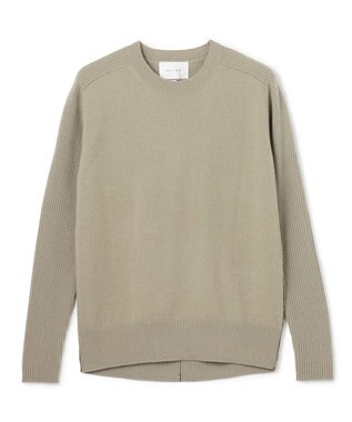 BEIGE， 【洗える】POMPE / ウールカシミヤ配色ラインクルーネックニット L.Khaki×Black