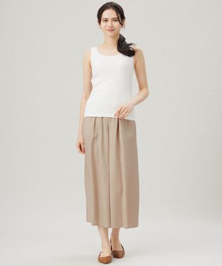 自由区 S 【カタログ掲載・ご好評アイテム・累計2500本・新色追加・ウエストゴム・セットアップ対応】エアリーツイルキュロット パンツ ベージュ