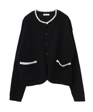 CRAFT STANDARD BOUTIQUE キナリノコラボ/洗える配色モールニットカーディガン/24AW Black
