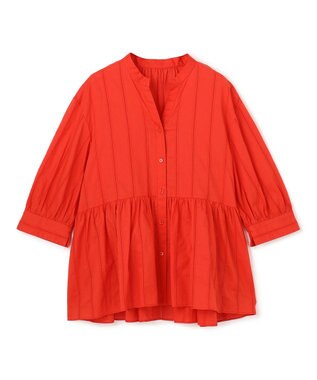 UNFILO ペプラム ギャザーブラウス レッド