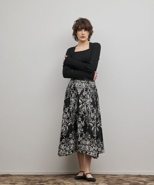 GRACE CONTINENTAL スクエアリブニットトップ ブラック