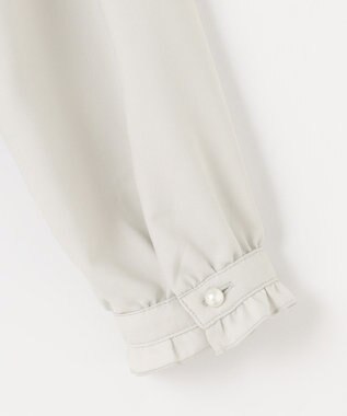 J.PRESS LADIES L 【洗える】ヌーディスバックサテン フリル襟 ブラウス ライトグレー系