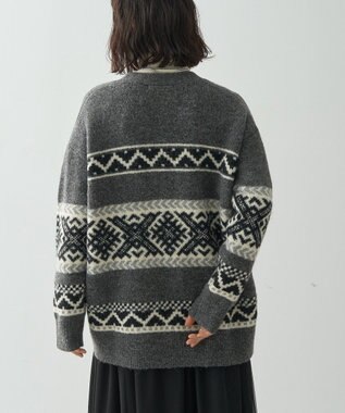 AMERICAN HOLIC ノルディック柄Ｖネックニットカーディガン Gray Mixture