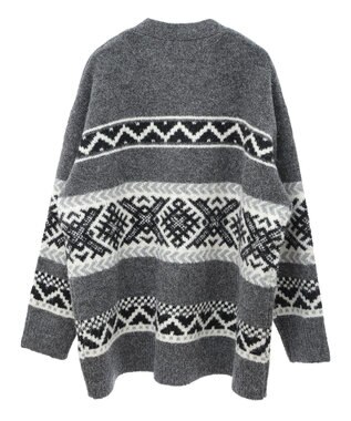 AMERICAN HOLIC ノルディック柄Ｖネックニットカーディガン Gray Mixture