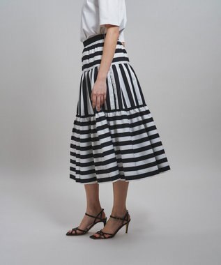 GRACE CONTINENTAL ボーダーコンビスカート ブラック