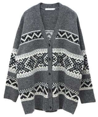 AMERICAN HOLIC ノルディック柄Ｖネックニットカーディガン Gray Mixture