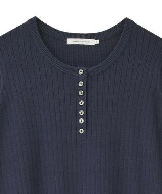 AMERICAN HOLIC バイパチリブヘンリーニットワンピース Navy