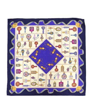 Marca 【伝統横濱スカーフ】香水瓶   大判 シルクツイル スカーフ ブルー