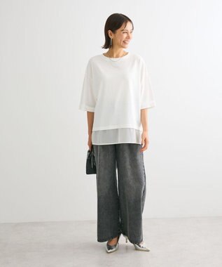 Green Parks ５分袖裾シアードッキングチュニック White