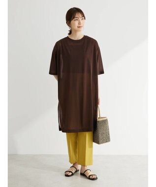 Green Parks 綿麻混イージーテーパードパンツ Yellow