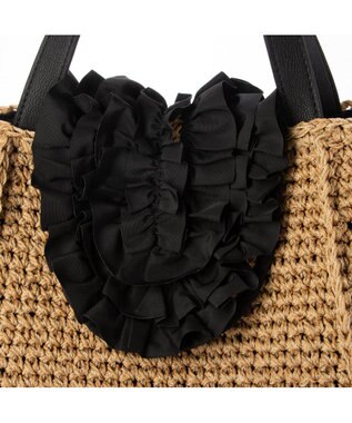 UNBILLION カシュカシュ cachecache / フリルフラップスクエアトート カゴバッグ ブラック