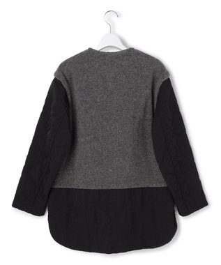 ICB L 【リバーシブル着用可能】 リバーシブルキルト ミドル丈コート チャコール×ブラック系