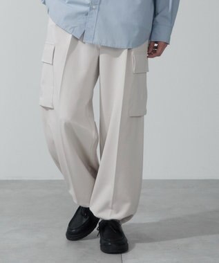 WEGO 【ウエストゴム】スーパーバギーカーゴスラックス ライトベージュ