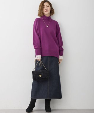 23区 S 【見上愛さんコラボカラー/Oggi掲載】カシミヤブレンド ハイネック ニット [見上愛さんコラボカラー]パープル系