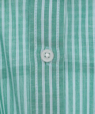 Green Parks 綿麻混レギュラーカラーＢＩＧシルエットシャツ Stripe Green
