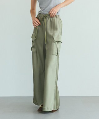 GRACE CONTINENTAL ダブルサテンイージーパンツ カーキ