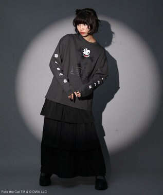 Green Parks ■ＦＥＬＩＸ　袖フェイスｐｔ　ロンＴＥＥ Charcoal Gray