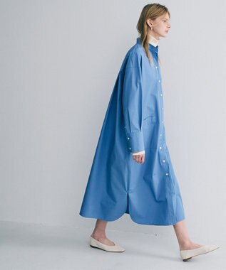 uncrave コットンクロスプレーン シャツワンピース サックス