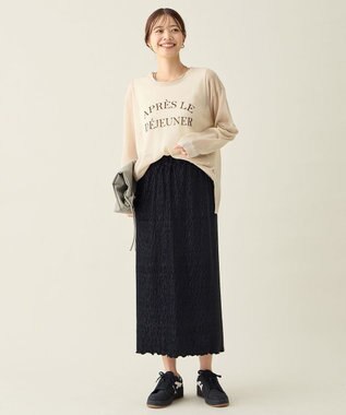 ANY L 【ウエストゴム】シュリンクベロアスカート ブラック