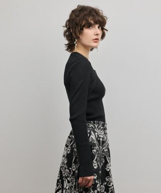 GRACE CONTINENTAL スクエアリブニットトップ ブラック