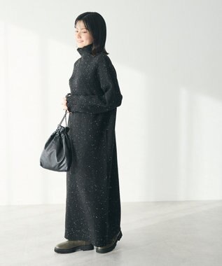 CRAFT STANDARD BOUTIQUE 洗える/ハイネックネップニットワンピース Black