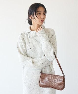 CRAFT STANDARD BOUTIQUE 洗える/ハイネックネップニットワンピース White