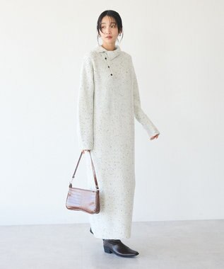 CRAFT STANDARD BOUTIQUE 洗える/ハイネックネップニットワンピース White