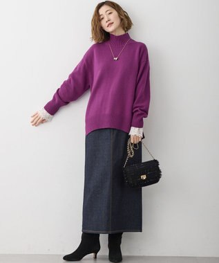 23区 S 【見上愛さんコラボカラー/Oggi掲載】カシミヤブレンド ハイネック ニット [見上愛さんコラボカラー]パープル系