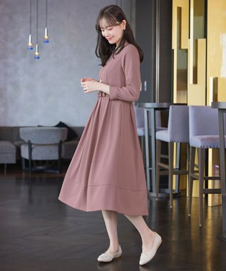 Tiaclasse L 【セレモニー・新色追加】リボンベルトフレアワンピース ピンク