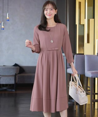 Tiaclasse L 【セレモニー・新色追加】リボンベルトフレアワンピース ピンク