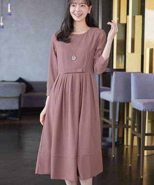 Tiaclasse L 【セレモニー・新色追加】リボンベルトフレアワンピース ピンク