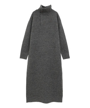 CRAFT STANDARD BOUTIQUE 洗える/ハイネックネップニットワンピース Charcoal Gray