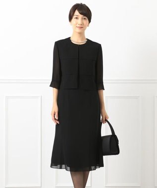 自由区 FORMAL 【人気NO.1 / 洗える】ボレロ風ワンピース ブラック系