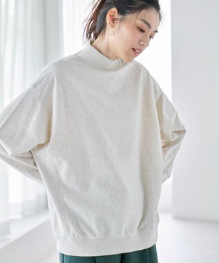 ANY 【洗濯機可】ミニ裏毛モックネックプルオーバー TOPグレー