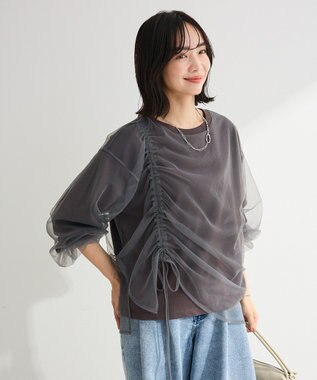 Green Parks シャーリングチュールドッキングプルオーバー Gray